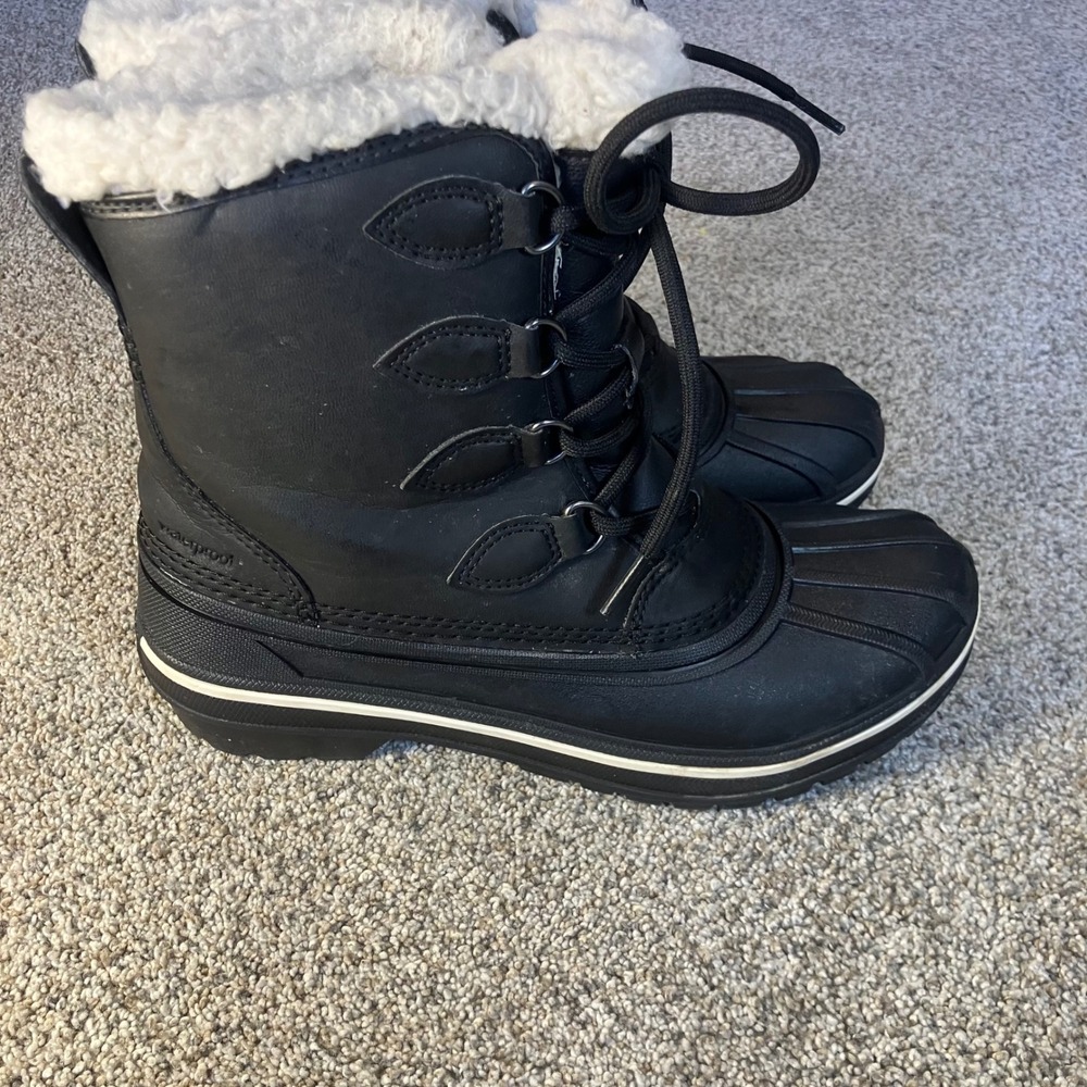 Crocs AllCast II Waterproof Snow Rain Boots Black‎ Faux Fur Duck Boots Womens 6